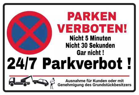 Parken verboten SchildParken - Verkehr 24/7 Parkverbot Bild