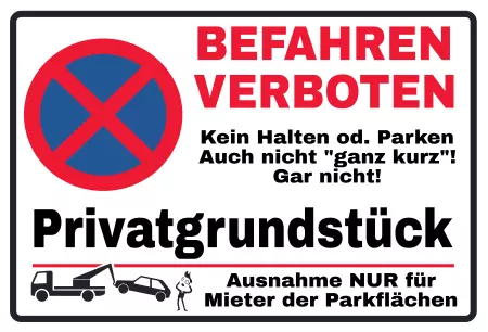 Parken verboten SchildParken - Verkehr BEFAHREN VERBOTEN Bild