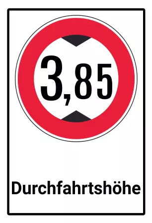 Parken verboten Schild Parken - Verkehr Durchfahrtshöhe 3,85m Bild