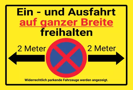 Parken verboten SchildParken - Verkehr Ein - und Ausfahrt auf ganzer Breite freihalten Bild