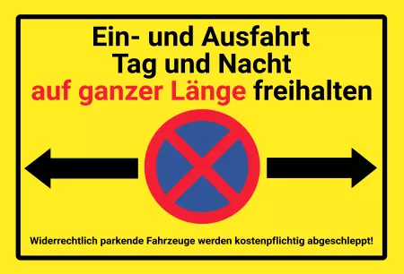 Parken verboten SchildParken - Verkehr Ein- und Ausfahrt auf ganzer Länge freihalten! Bild