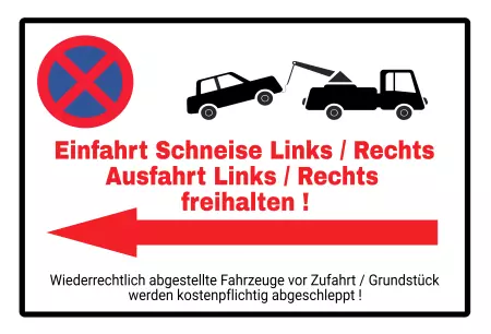 Parken verboten SchildParken - Verkehr Einfahrt Schneise Links Bild