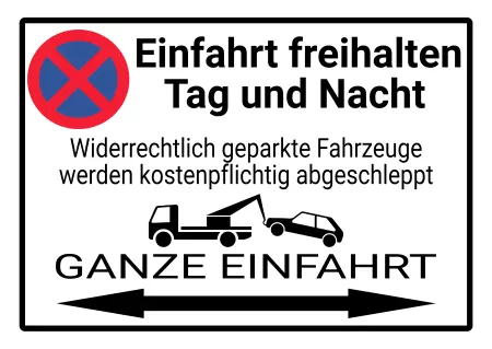 Parken verboten SchildParken - Verkehr GANZE EINFAHRT FREIHALTEN Bild