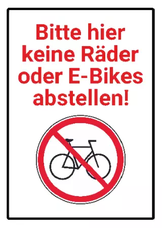 Parken verboten SchildParken - Verkehr Keine Räder oder E-Bikes abstellen! Bild