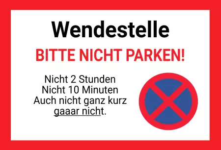 Parken verboten SchildParken - Verkehr Wendestelle Bild